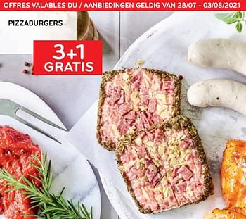 Promotions Pizzaburgers 3+1 gratis - Produit maison - Alvo - Valide de 28/07/2021 à 03/08/2021 chez Alvo
