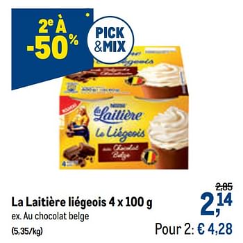 Promoties La laitière liégeois au chocolat belge - Nestlé - Geldig van 28/07/2021 tot 10/08/2021 bij Makro