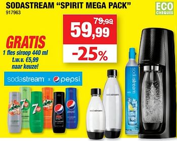 Promoties Sodastream spirit mega pack - Sodastream - Geldig van 21/07/2021 tot 01/08/2021 bij Hubo