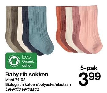 Promoties Baby rib sokken - Huismerk - Zeeman  - Geldig van 24/07/2021 tot 30/07/2021 bij Zeeman