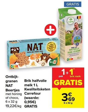 Promoties Ontbijtgranen nat beertjes + brik halfvolle melk kwaliteitsketen carrefour - Huismerk - Carrefour  - Geldig van 21/07/2021 tot 02/08/2021 bij Carrefour