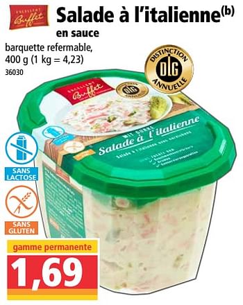 Promotions Salade à l’italienne en sauce - Excellent Buffet - Valide de 28/07/2021 à 04/08/2021 chez Norma