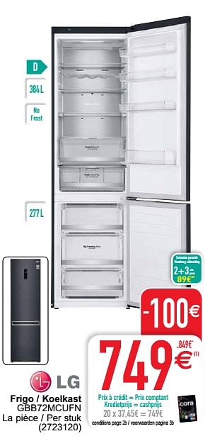 Promoties Lg frigo - koelkast gbb72mcufn - LG - Geldig van 27/07/2021 tot 09/08/2021 bij Cora