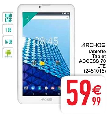 Promotions Archos tablette tablet access 70 lte - Archos - Valide de 27/07/2021 à 09/08/2021 chez Cora