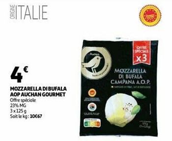 Promotions Mozzarella di bufala aop auchan gourmet - Produit Maison - Auchan Ronq - Valide de 27/07/2021 à 08/08/2021 chez Auchan Ronq