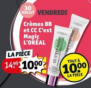 Promotions Crèmes bb et cc c`est magic l’oréal - L'Oreal Paris - Valide de 27/07/2021 à 08/08/2021 chez Kruidvat