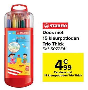 Promotions Doos met 15 kleurpotloden trio thick - Stabilo - Valide de 28/07/2021 à 06/09/2021 chez Carrefour