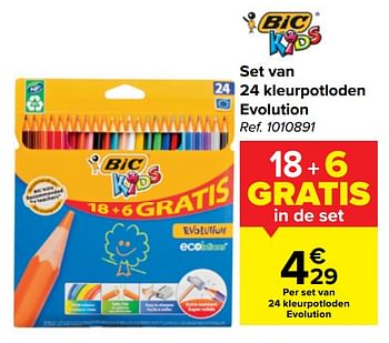 Promoties Set van 24 kleurpotloden evolution - BIC - Geldig van 28/07/2021 tot 06/09/2021 bij Carrefour