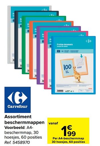Promoties A4- beschermmap, 30 hoesjes, 60 posities - Huismerk - Carrefour  - Geldig van 28/07/2021 tot 06/09/2021 bij Carrefour