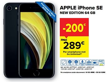 Promoties Apple iphone se new edition 64 gb - Apple - Geldig van 28/07/2021 tot 06/09/2021 bij Carrefour