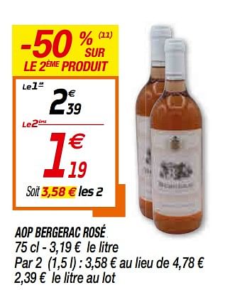 Promotions Aop bergerac rosé - Vins rosé - Valide de 27/07/2021 à 08/08/2021 chez Netto