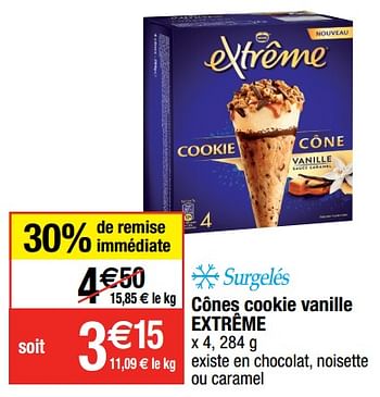 Promoties Cônes cookie vanille extrême - Nestlé - Geldig van 27/07/2021 tot 01/08/2021 bij Migros