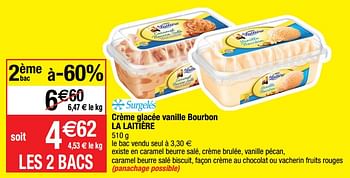 Promotions Crème glacée vanille bourbon la laitière - Nestlé - Valide de 27/07/2021 à 01/08/2021 chez Migros