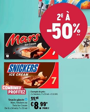 Promotions Snacks glacés snickers - Snickers - Valide de 29/07/2021 à 04/08/2021 chez Delhaize