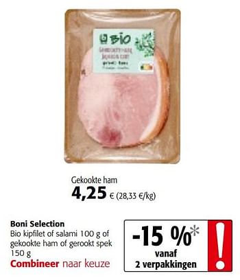 Promoties Boni selection gekookte ham - Boni - Geldig van 28/07/2021 tot 10/08/2021 bij Colruyt
