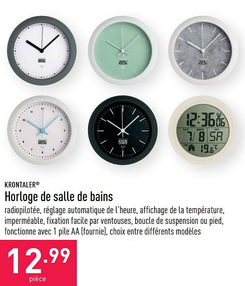 Krontaler Horloge de salle de bains En promotion chez Aldi