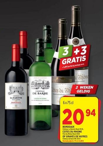 Promoties Bordeaux chateau la barotte rood 2018 - Rode wijnen - Geldig van 28/07/2021 tot 10/08/2021 bij Match