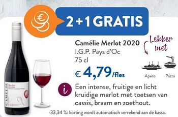 Promoties Camélie merlot 2020 i.g.p. pays d`oc - Rode wijnen - Geldig van 28/07/2021 tot 10/08/2021 bij OKay