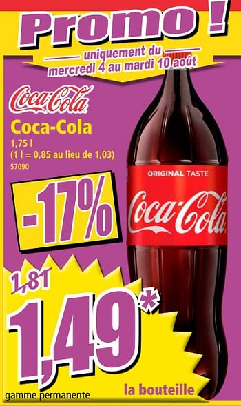 Promotions Coca-cola - Coca Cola - Valide de 04/08/2021 à 11/08/2021 chez Norma