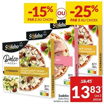Promotions Sodebo dolce pizza - Sodebo - Valide de 03/08/2021 à 08/08/2021 chez Intermarche