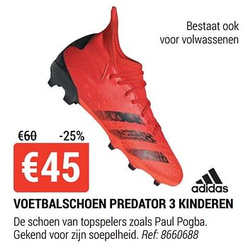 Promotions Voetbalschoen predator 3 kinderen - Adidas - Valide de 18/08/2021 à 12/09/2021 chez Decathlon