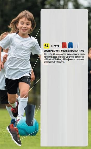 Promoties Voetbalshort voor kinderen f100 - Kipsta - Geldig van 18/08/2021 tot 12/09/2021 bij Decathlon