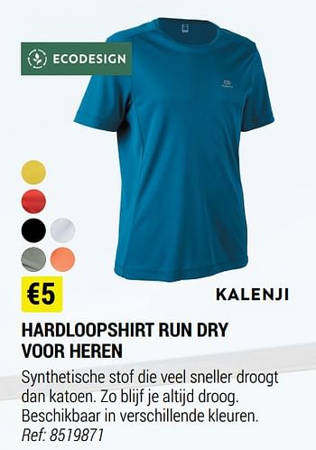Promoties Hardloopshirt run dry voor heren - Kalenji - Geldig van 18/08/2021 tot 12/09/2021 bij Decathlon