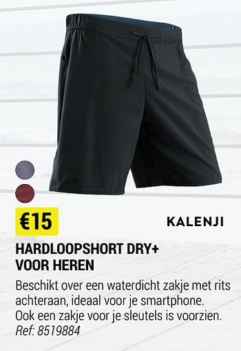 Promoties Hardloopshort dry+ voor heren - Kalenji - Geldig van 18/08/2021 tot 12/09/2021 bij Decathlon