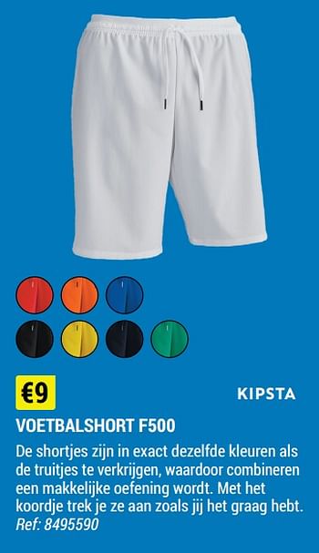 Promoties Voetbalshort f500 - Kipsta - Geldig van 18/08/2021 tot 12/09/2021 bij Decathlon