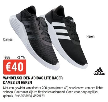 Promoties Wandelschoen adidas lite racer dames en heren - Adidas - Geldig van 18/08/2021 tot 12/09/2021 bij Decathlon