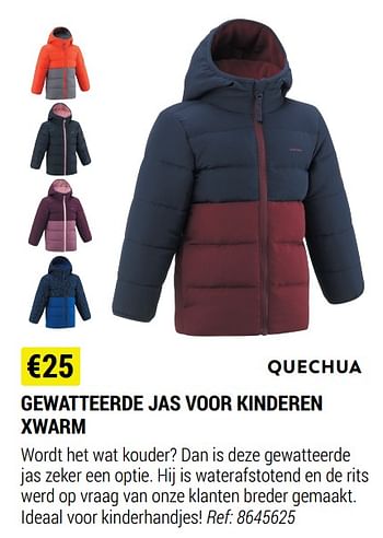 Promoties Gewatteerde jas voor kinderen xwarm - Quechua - Geldig van 18/08/2021 tot 12/09/2021 bij Decathlon