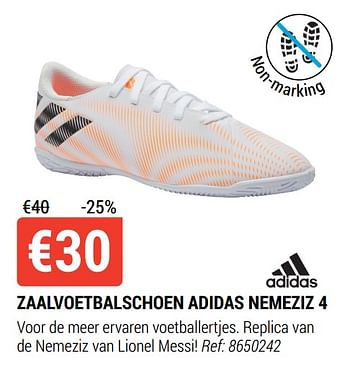 Promoties Zaalvoetbalschoen adidas nemeziz 4 - Adidas - Geldig van 18/08/2021 tot 12/09/2021 bij Decathlon