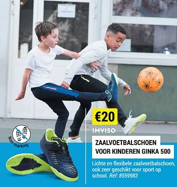 Promoties Zaalvoetbalschoen voor kinderen ginka 500 - Imviso - Geldig van 18/08/2021 tot 12/09/2021 bij Decathlon