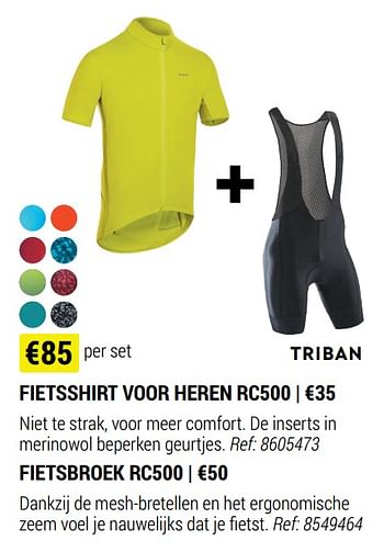 Promoties Fietsshirt voor heren rc500 + fietsbroek rc500 - Triban - Geldig van 18/08/2021 tot 12/09/2021 bij Decathlon