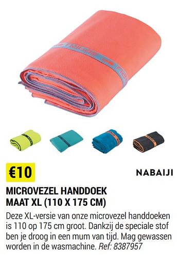 Promoties Microvezel handdoek maat xl - Nabaiji - Geldig van 18/08/2021 tot 12/09/2021 bij Decathlon