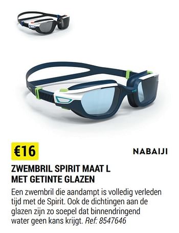 Promoties Zwembril spirit maat l met getinte glazen - Nabaiji - Geldig van 18/08/2021 tot 12/09/2021 bij Decathlon