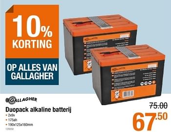 Promoties Gallagher duopack alkaline batterij - Gallagher - Geldig van 29/07/2021 tot 18/08/2021 bij Cevo Market