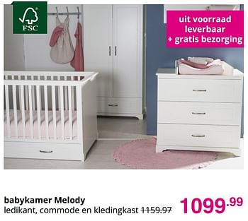 Promoties Babykamer melody - Huismerk - Baby & Tiener Megastore - Geldig van 01/08/2021 tot 07/08/2021 bij Baby & Tiener Megastore