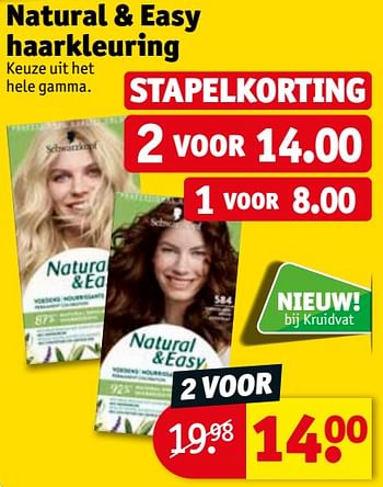 Promotions Natural + easy haarkleuring - Schwarzkopf - Valide de 03/08/2021 à 08/08/2021 chez Kruidvat
