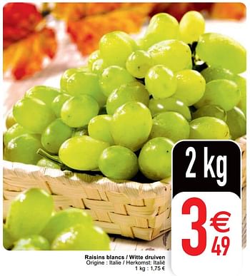 Promoties Raisins blancs - witte druiven - Huismerk - Cora - Geldig van 03/07/2021 tot 09/07/2021 bij Cora
