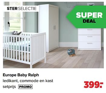 Achtervolging olie zakdoek Europe baby Europe baby ralph ledikant, commode en kast - Promotie bij  Baby-Dump