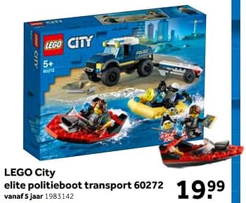 Promoties Lego city elite politieboot transport 60272 - Lego - Geldig van 01/08/2021 tot 15/08/2021 bij Intertoys