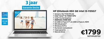 Promoties Hp elitebook 850 g8 intel i5-1135g7 - HP - Geldig van 01/08/2021 tot 16/08/2021 bij Compudeals