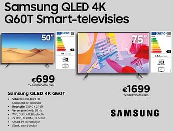 Promoties Samsung qled 4k q60t smart-televisies - Samsung - Geldig van 01/08/2021 tot 16/08/2021 bij Compudeals