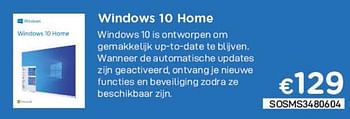 Promoties Microsoft windows 10 home - Microsoft - Geldig van 01/08/2021 tot 16/08/2021 bij Compudeals