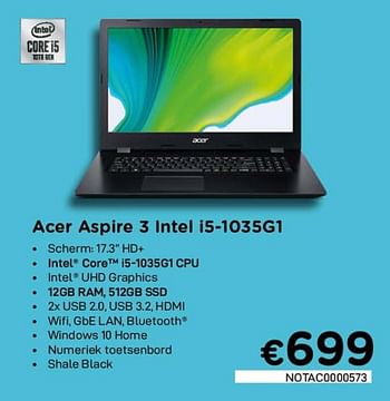 Promoties Acer aspire 3 intel i5-1035g1 - Acer - Geldig van 01/08/2021 tot 16/08/2021 bij Compudeals