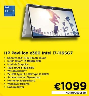 Promoties Hp pavilion x360 intel i7-1165g7 - HP - Geldig van 01/08/2021 tot 16/08/2021 bij Compudeals