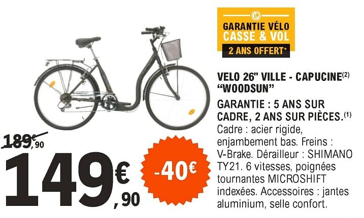 Woodsun Velo 28 ville capucine woodsun En promotion chez E