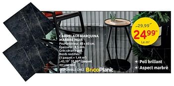 Promotions Carrelage marquina marbre noir - Produit maison - Brico - Valide de 11/08/2021 à 23/08/2021 chez Brico