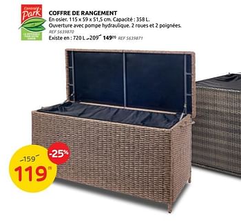 Promotions Coffre de rangement central park - Central Park - Valide de 11/08/2021 à 23/08/2021 chez Brico